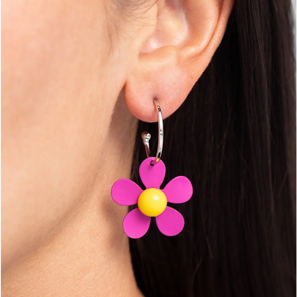Pink Flower Earrings